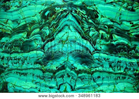Malachite Green Mineral Texture. Amazing Polished Natural Slab Of Green Malachite Mineral Gemstone, 