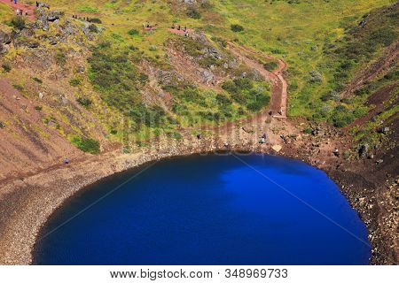 Kerid volcanic crater lake in Iceland, Europe