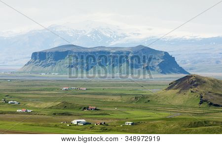 Typical icelandic landscape with black stones mountains, Iceland, Europe
