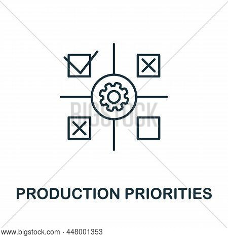 Production Priorities Icon. Line Element From Production Management Collection. Linear Production Pr
