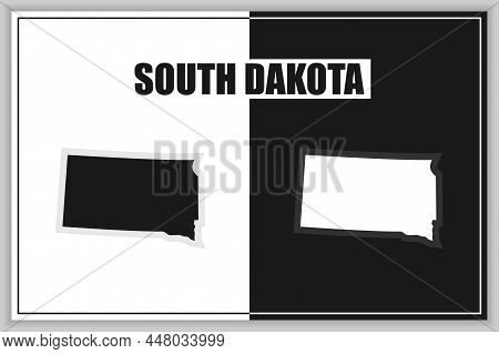 Flat Style Map Of State Of South Dakota, Usa. South Dakota Outline. Vector Illustration