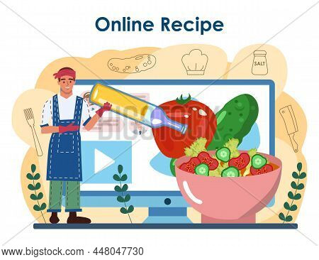 Fresh Salad In A Bowl Online Service Or Platform. Peopple Cooking