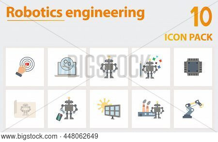Robotics Engineering Icon Set. Collection Of Simple Elements Such As The 3d Sensor, Repair Process, 