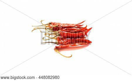 Isolated Dry Red Chill On White Background