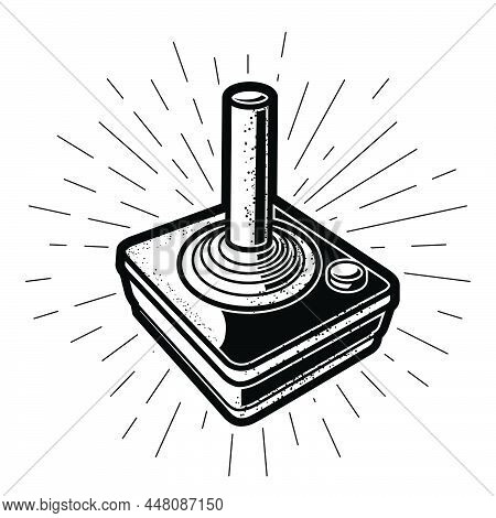 Retro Joystick Icon, Old Gamepad With Stick, Vintage Game Controller With Handle, Vector