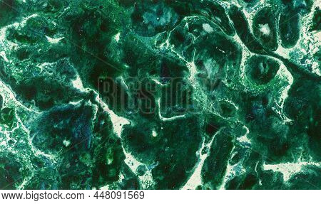 Green Marble Texture Like A Stone. Liquid Acrylic Paint. Abstract Ebru Background