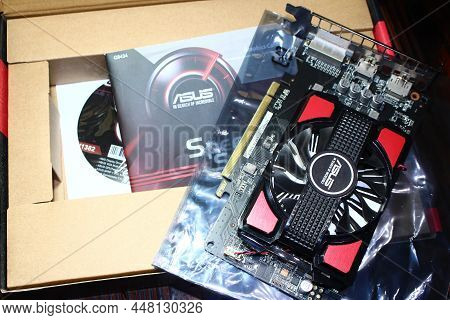Asus Radeon Rx550 2gb Graphics Card On The Table, Front Side: Russia - January 2021