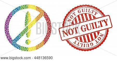 No Problem Collage Icon Of Round Dots In Various Sizes And Rainbow Color Tinges. Red Round Textured 