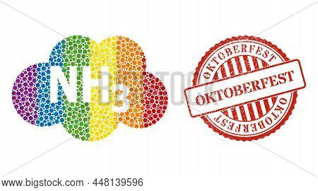 Ammoniac Cloud Composition Icon Of Filled Circles In Variable Sizes And Spectrum Color Tinges. Red R