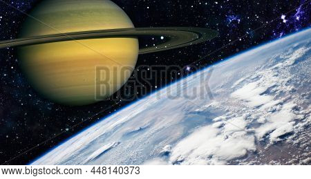 Earth Orbit. Universe. Abstract Science Backgrounds. Nasa Imagery Used