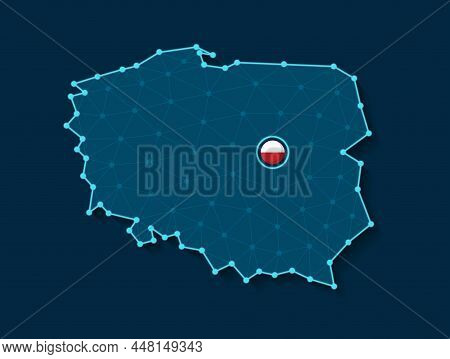 Poland Simplified Vector Map In A Digital Blue Design