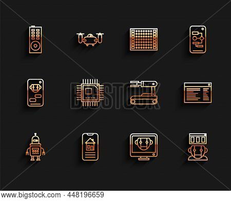 Set Line Robot, Smart Home, Remote Control, Bot, Processor With Microcircuits Cpu, Software, Web Dev