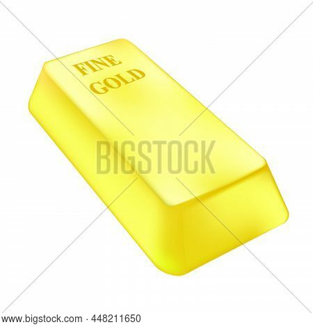 Vector Fine Gold Bar, Isolated On White