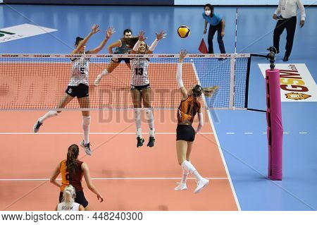 Istanbul, Turkey - September 09, 2021: Galatasaray Vs Ptt Sultans League Match In Burhan Felek Sport