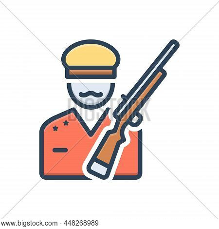 Color Illustration Icon For Fought Battle Protect Freedom Fighter  Soldier Warrior