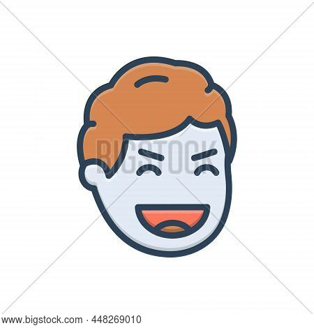 Color Illustration Icon For Laughing Guffaw Nicker Happy Smile Jibe Jest