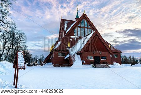 Church Of Kiruna In Winter, Swedish Lapland