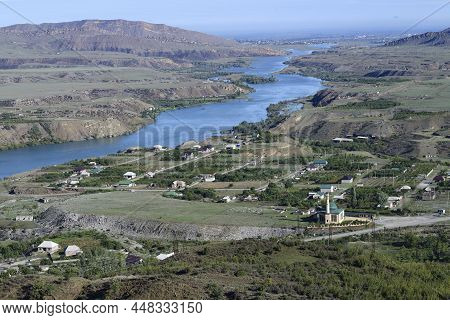 View Of The Sulak River On A Sunny September Day. Republic Of Dagestan, Russia