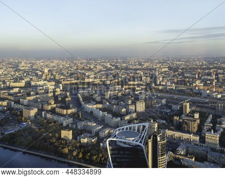 Moscow, Russia - October 07, 2021. Panorama View Of Dorogomilovo District From Moscow-city Business 