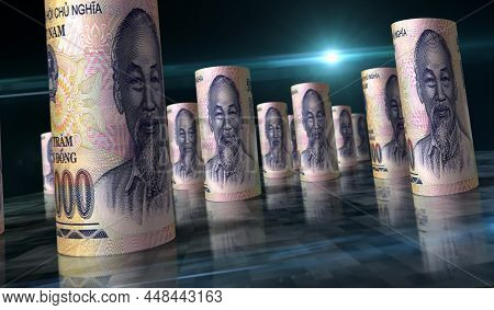 Vietnam Dong Money Banknotes Pack 3D Illustration
