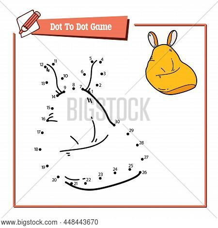 Vector Illustration Educational Game Of Dot To Dot Puzzle With Doodle Bean Bag Chair  For Children