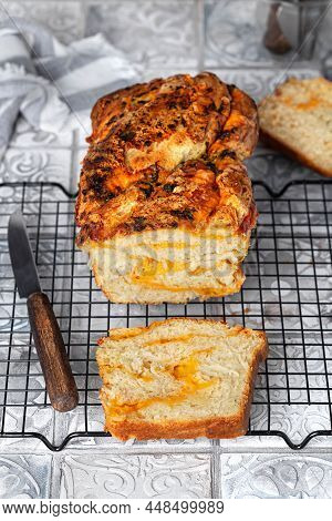 Homemade Swirl Bread With Garlic And Cheddar Cheese