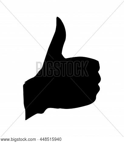 Hand Fist Stylization With Thumb Up. Silhouette. Vector Illustration