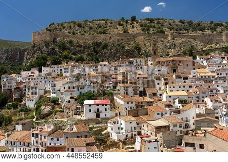 Chulilla, Spain - June 27, 2021: Panoramic View Of The Beautiful Village Of Chulilla And Its White H