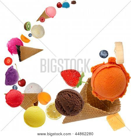 Palline di gelato in movimento