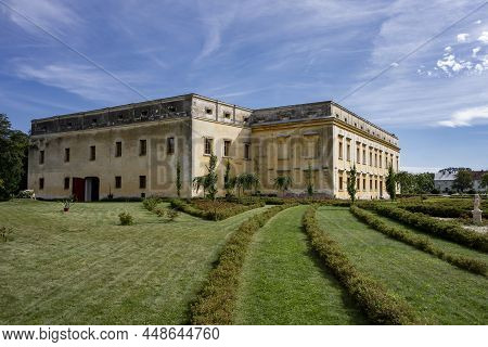 Landscape Of Garden And The Yellow Castle In Slezske Rudoltice, Czech Republic