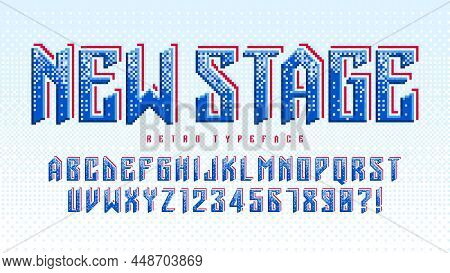 Pixel Vector Alphabet Design, Stylized Like In 8-bit Games.