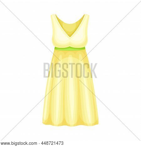 Yellow Cotton Nightgown, Sleepwear For Women. Textile Night Clothes Cartoon Vector Illustration
