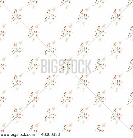 Flower Pattern In Flat Style On White Background. Loral Pastel Watercolor Style