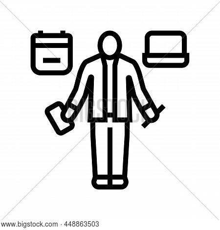 Personal Assistant Line Icon Vector. Personal Assistant Sign. Isolated Contour Symbol Black Illustra