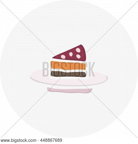 Hand-drawn Piece Of Cake. Doodle Style Vector Illustration. Design Element For Post Cards, Invitatio
