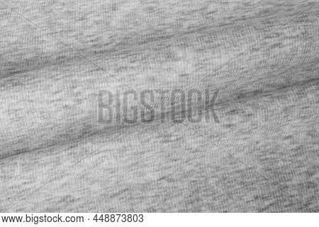 Heather Gray Sweatshirt Knitted Footer Fabric Texture With Soft Folds