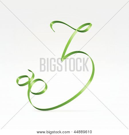 Carattere tipografico sottile nastro di raso verde