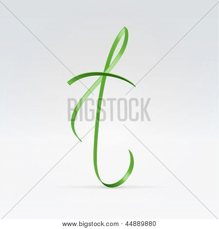 Carattere tipografico sottile nastro di raso verde