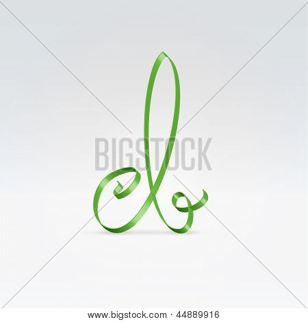 Carattere tipografico sottile nastro di raso verde