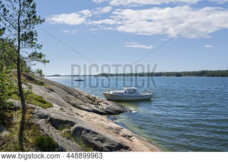 Coastal View Of The Island Rovaren And The Gulf Of Finland, Espoo, Finland