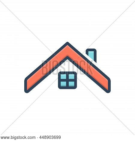 Color Illustration Icon For Roof Apartment Architecture Home Buildin Waterproof Roofing House Renova