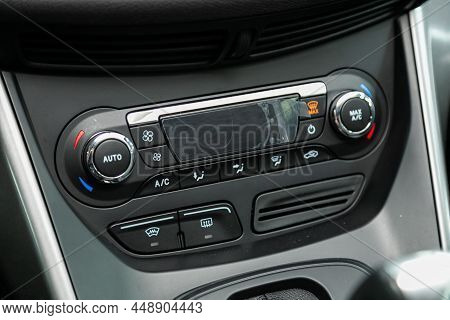 Novosibirsk, Russia - January    17, 2022:  Ford Kuga,  Conditioner And Air Flow Control In A Modern