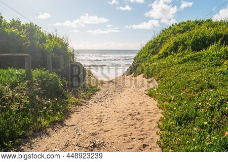 Landscape Of Sunset In Sao Pedro De Maceda Beach. Ovar, Portugal.