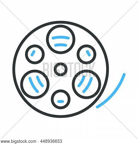 Movie Reel Icon. Editable Bold Outline With Color Fill Design. Vector Illustration.