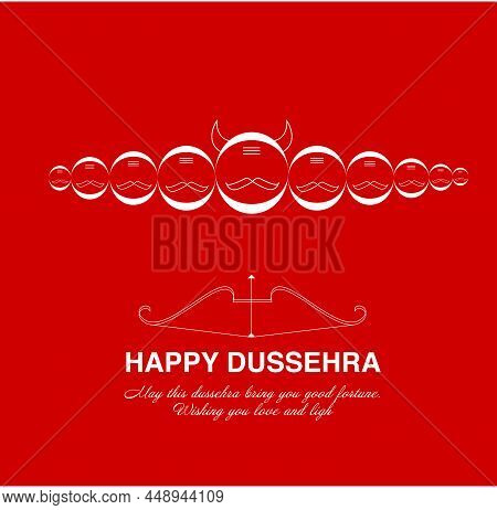Happy Dussehra Greetings With Ten Ravan Face.