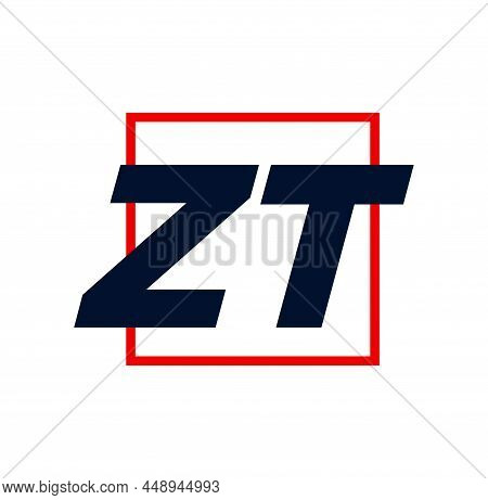 Zt Company Name Initial Letters Monogram Icon. Zt Letters On Red Square.