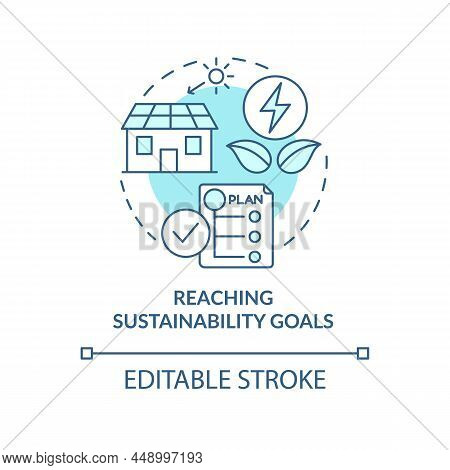 Reaching Sustainability Goals Turquoise Concept Icon. Clean Energy Usage. Pros Of Ppa Abstract Idea 