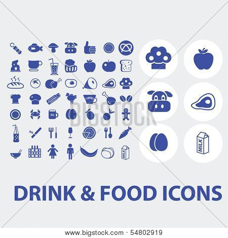 drink, food icons set, vector