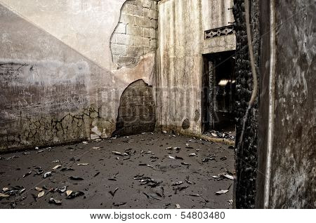House Damaged by Volcano Eruption