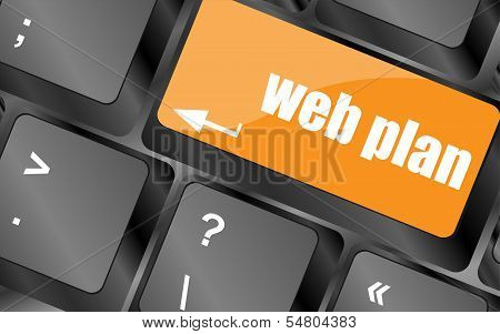 Web Plan Concept With Key On Computer Keyboard, Business Concept